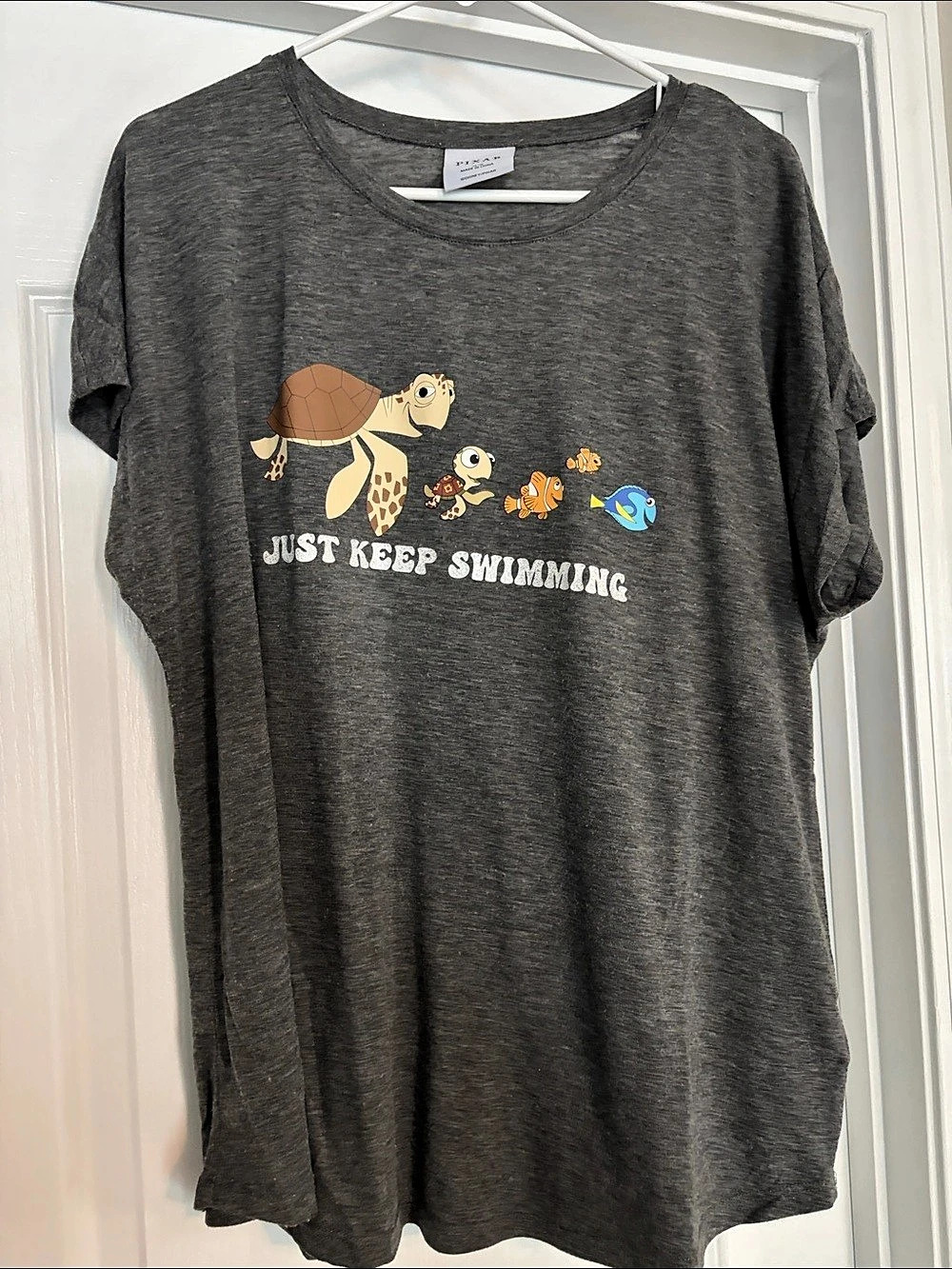 Just Keep Swimming Graphic Short Sleeve Tee Gray 14/16